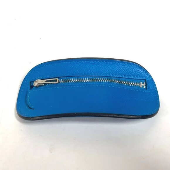 HERMES SURF Wallet Coin Compartment coin purse Epsom blue/SilverHardware - Picture 1 of 9